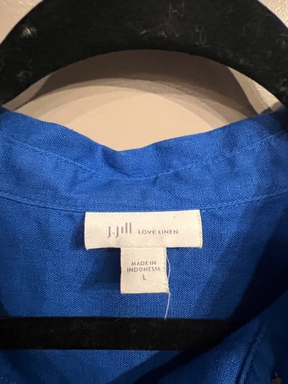 J. Jill Love Linen Bright Royal Blue Linen Collared Lagenlook Tunic Dress - Picture 2 of 10